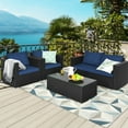 thumbnail image 1 of Costway 4PCS Patio Rattan Furniture Set Cushioned Sofa Loveseat with Navy & Turquoise Cover, 1 of 12