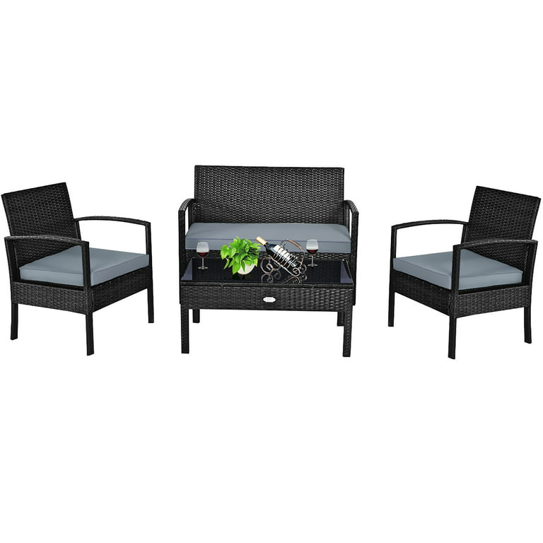 RattanStar Outdoor PE Wicker Furniture Set 6 Pieces Patio Black Rattan –  rattanstar