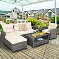 thumbnail image 1 of Costway 4PCS Patio Rattan Furniture Set Sofa Ottoman Cushion Garden Deck White, 1 of 10