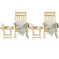 thumbnail image 1 of Costway 4PCS Patio Wooden Rocking Chair Bistro Set High Backrest with Folding Side Table Natural, 1 of 8