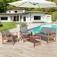thumbnail image 1 of Costway 4PCS Wooden Patio Furniture Set Table Sofa Chair Cushioned Garden NEW, 1 of 10