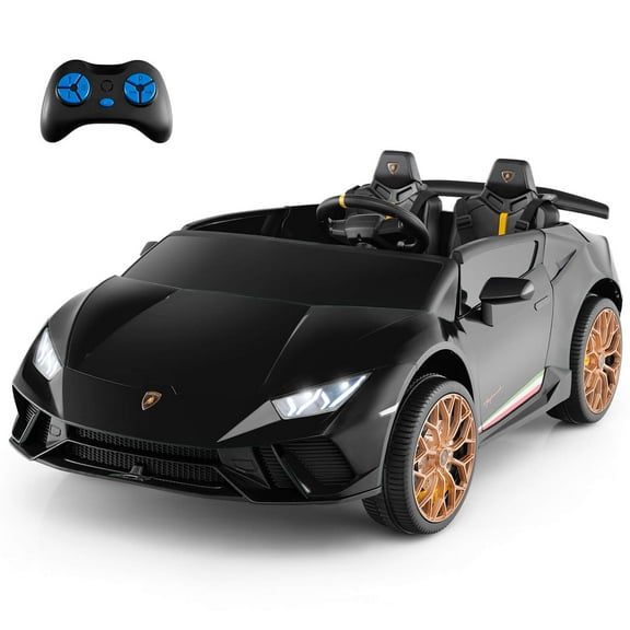 Costway 4WD 2-Seater Ride on Car, Licensed Lamborghini Kids’ Vehicles with Remote Control Black