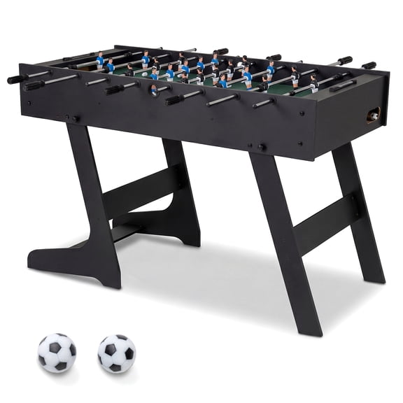 Costway 4ft x 2ft Folding Foosball Table with 2 Balls & Slide Scorers, 22 Players, Indoor Black