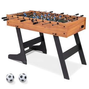Costway 4ft x 2ft Folding Foosball Table with 2 Balls & Slide Scorers, 22 Players, Indoor Natural