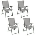 thumbnail image 1 of Costway 4pcs Patio Folding Portable Dining Chairs Metal Frame Armrests Outdoor Grey, 1 of 9