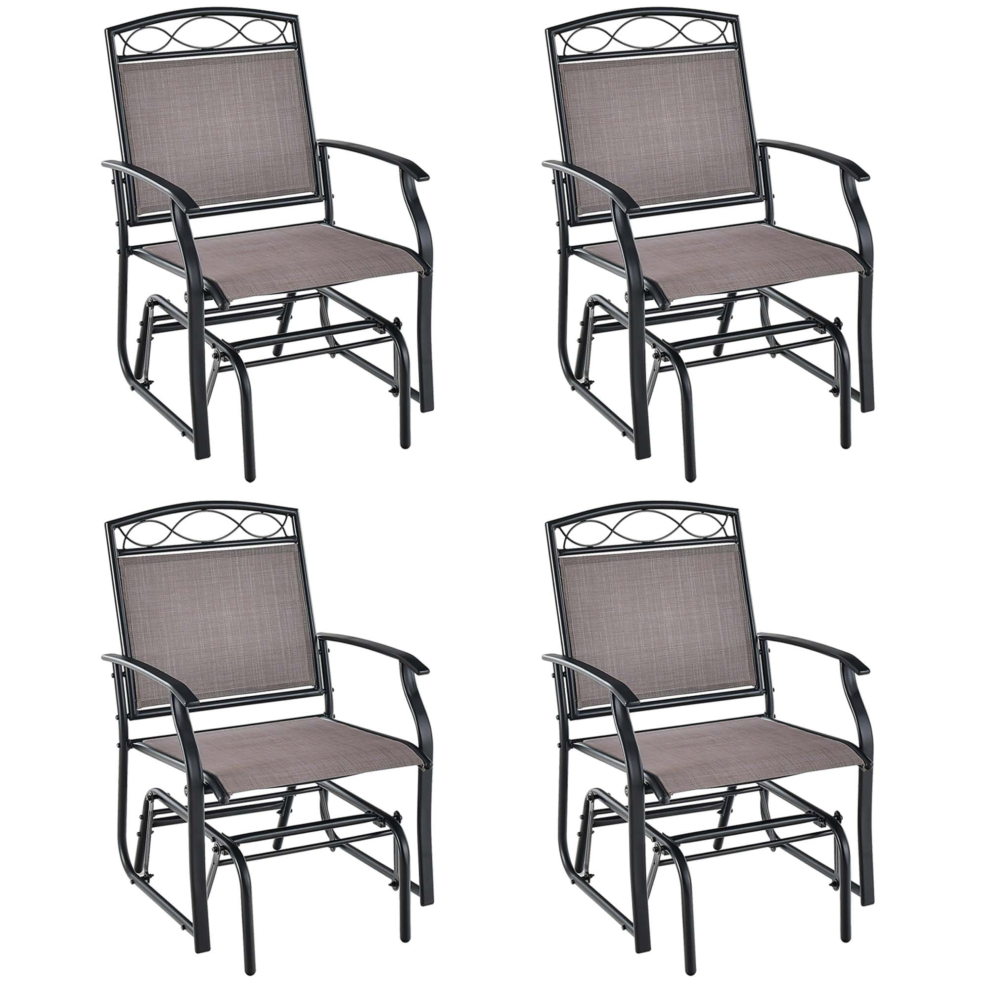 Costway 4pcs Patio Glider Set Single Swing Rocking Chair HeavyDuty