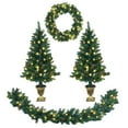thumbnail image 1 of Costway 4pcs Pre-lit Christmas Decoration Set w/ Garland Wreath & Entrance Trees, 1 of 12