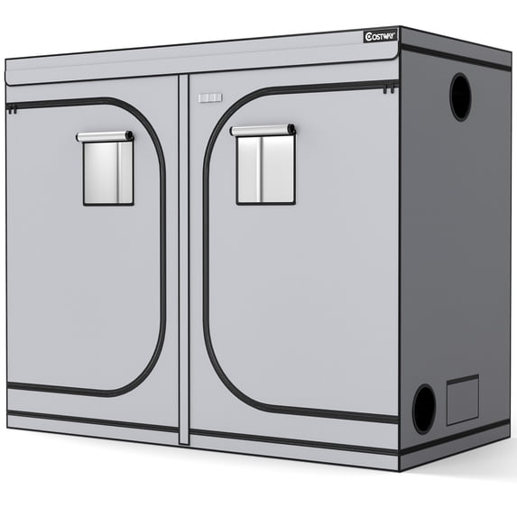 Costway 4x8 Grow Tent, 96''x48''x80'' High Reflective Mylar w/Observation Window Gray