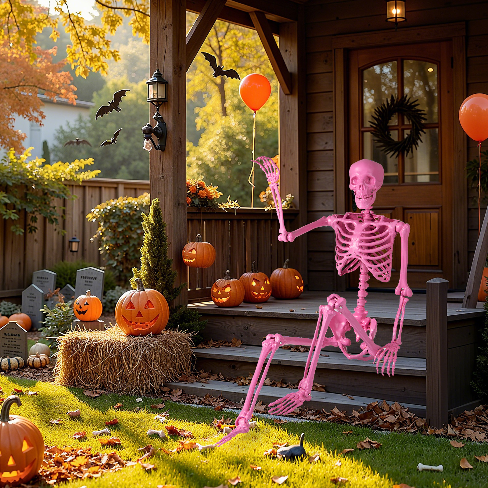 Costway 5 2 Ft Pink Halloween Skeleton Life Size Realistic Human Bones PP Material Adjustable Joints Can Suspended Ceiling Halloween Skeleton Decor S: Quick Guide for Smart Shoppers