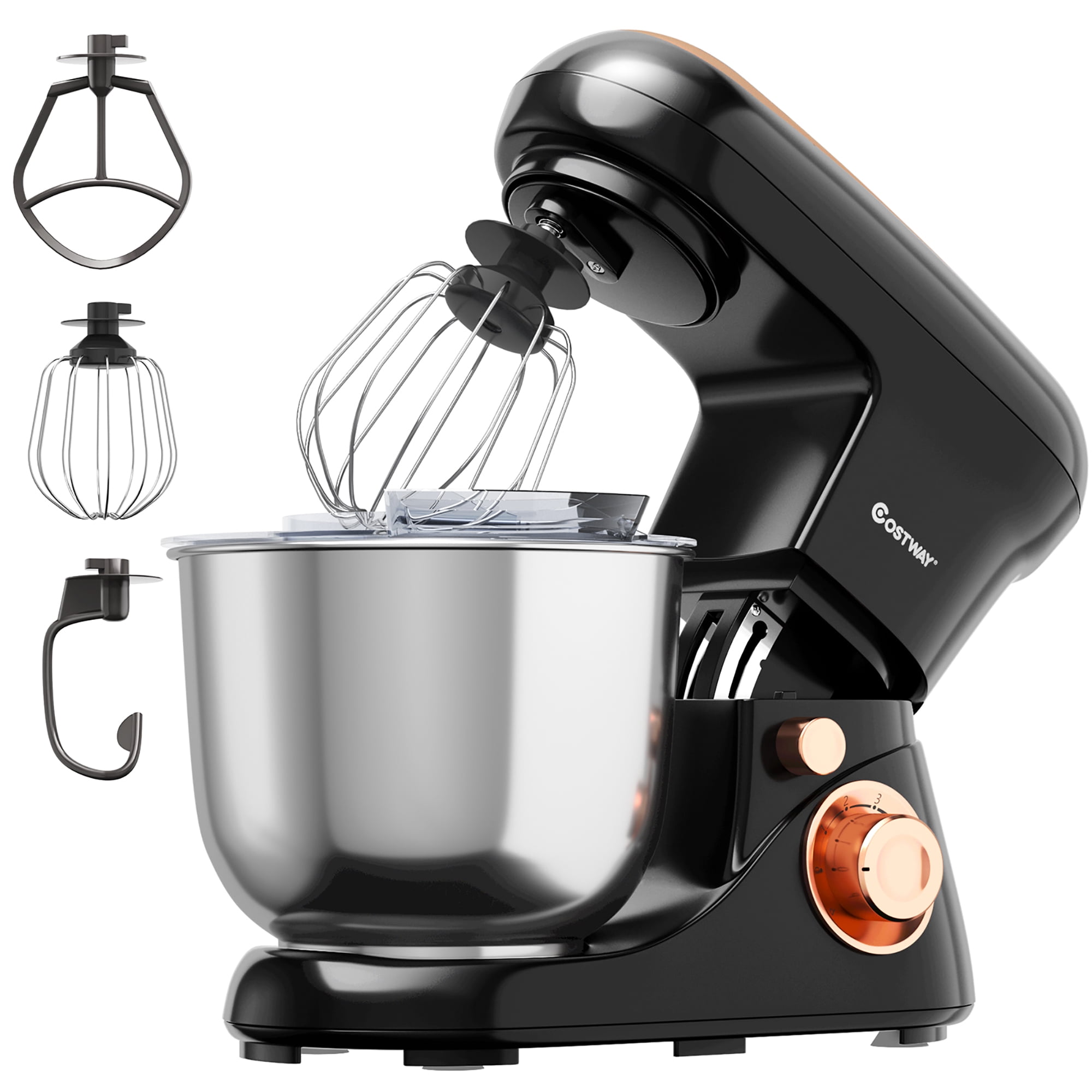  Kitchen Electric Food Mixer 3 In 1 Kitchen Electric Mixer 1000W  6 Speed Kneading Dough Machine Cream Whipping Machine (Color : Black, Size  : 4L): Home & Kitchen