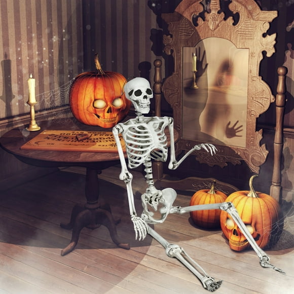 Costway 5.4ft Halloween Skeleton Life Size Realistic Full Body Hanging with Movable Joints 63 Inches