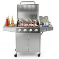 thumbnail image 1 of Costway 5-Burner Silver Propane Gas Grill with Side Burner, Thermometer and Prep Table, 1 of 10