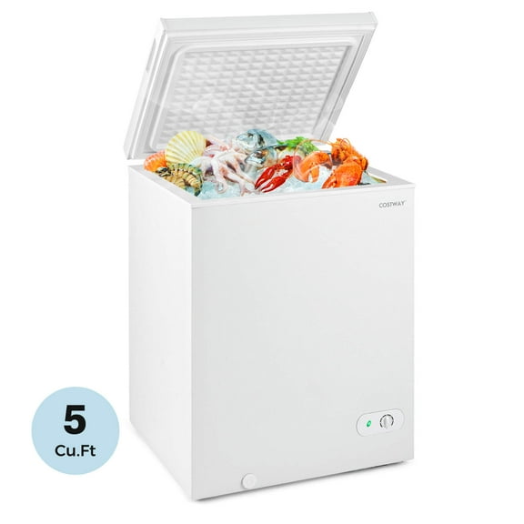 Costway 5 Cu.Ft Compact Chest Freezer with 7-Gear Adjustable Temperature for Home,