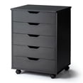 thumbnail image 1 of Costway 5 Drawer Chest Storage Dresser Floor Cabinet Organizer with Wheels Black, 1 of 11