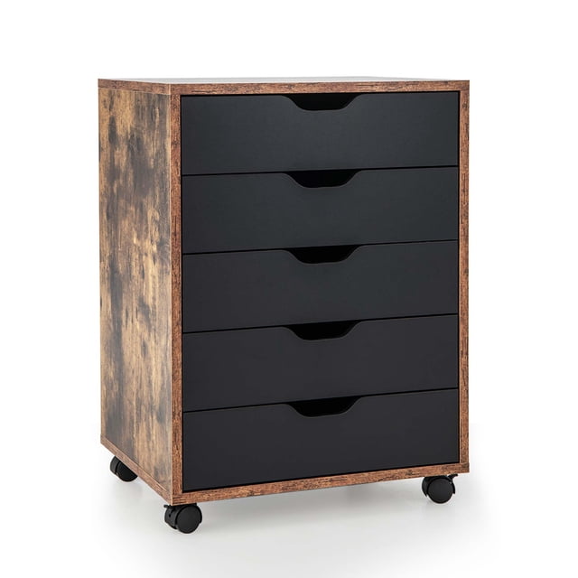 Free Shipping! Costway 5 Drawer Chest Storage Dresser Floor Cabinet ...