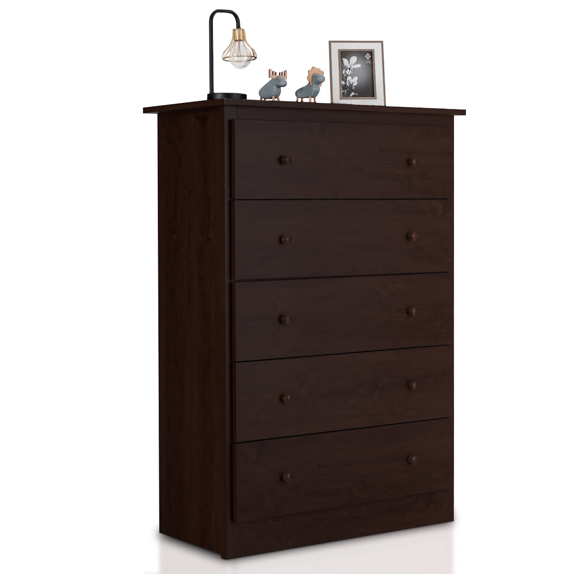 Dark brown 5 drawer dresser deals