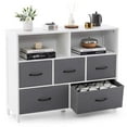 thumbnail image 1 of Costway 5-Drawer Dresser for Bedroom Chest of Drawers with 2 Large Fabric Bins White, 1 of 10
