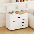 thumbnail image 1 of Costway 5-Drawer File Cabinet Mobile Chest of Drawers with Side Cabinet 5 Casters, 1 of 10