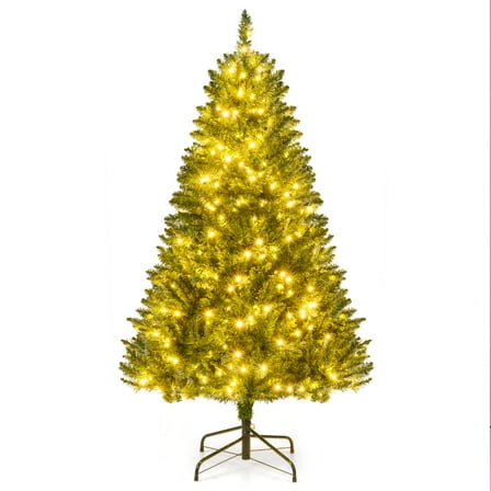 Costway 5 FT Artificial Christmas Tree with 510 Branch Tips, 400 Warm White LED Lights