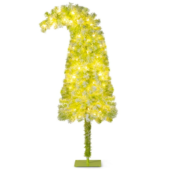 Costway 5 FT Whimsical Christmas Tree with Bendable Top, 216 Branch Tips, 80 LED Lights