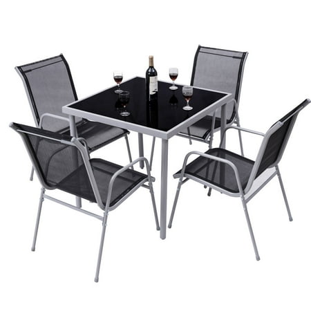 Costway 5 PCS Bistro Set Garden Set of Chairs and Table Outdoor Patio Furniture