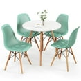 thumbnail image 1 of Costway 5 PCS Dining Table Set for 4 Persons Modern Round Table & 4 Chairs with Wood Leg Green, 1 of 8