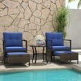 thumbnail image 1 of Costway 5 PCS Outdoor Furniture Set Rattan Chairs & Ottomans with Glass Topped Coffee Table Navy, 1 of 10