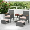 thumbnail image 1 of Costway 5 PCS Patio Conversation Set with Soft Cushions Ottomans & Tempered Glass Top Table, 1 of 9