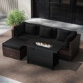 thumbnail image 1 of Costway 5 PCS Patio Furniture Set Heavy-duty Frame Rattan Sofa Set with 60,000 BTU Firepit Table Black, 1 of 11