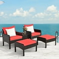 thumbnail image 1 of Costway 5 PCS Patio Rattan Furniture Set Sofa Ottoman Table Cushioned Yard Red, 1 of 12