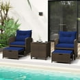 thumbnail image 1 of Costway 5 PCS Patio Rattan Furniture with 2 Wicker Ottomans & Tempered Glass Coffee Table Navy, 1 of 10