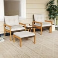thumbnail image 1 of Costway 5 PCS Rattan Furniture Set Wood Frame Chairs & Ottomans with Square Coffee Table, 1 of 9