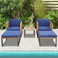 thumbnail image 1 of Costway 5-Piece Acacia Wood Patio Wood Chair Set with Cushioned Chair, Black/Natural/Navy Blue, 1 of 9