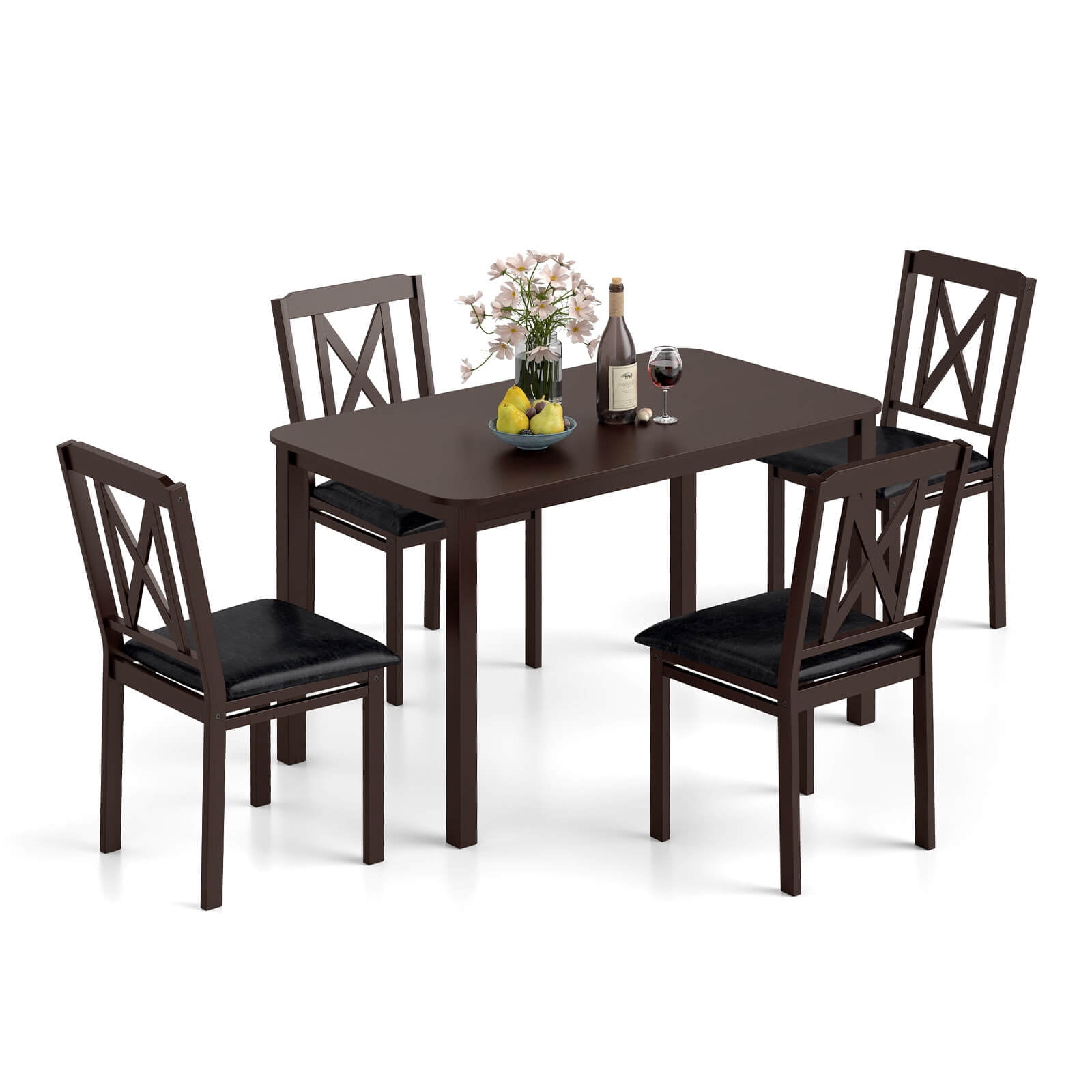 Costway 5 Piece Dining Table Set for 4 Rectangular Kitchen Table & 4 ...