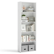 Costway 5-Shelf Storage Bookcase Modern Multi-Functional Display Cabinet Furniture White