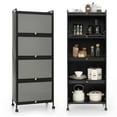 thumbnail image 1 of Costway 5-Tier Kitchen Baker's Rack Storage Cabinet Mobile Microwave Stand Flip-up Doors Black, 1 of 10