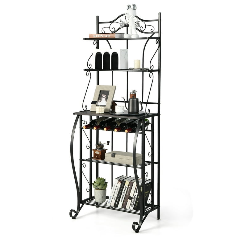 4-Tier Kitchen Microwave Storage Rack with Metal Shelves - Costway