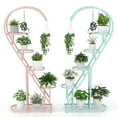 thumbnail image 1 of Costway 5 Tier Metal Plant Stand Heart-shaped Shelf with Hanging Hook for Multiple Plants Pink & Blue, 1 of 9