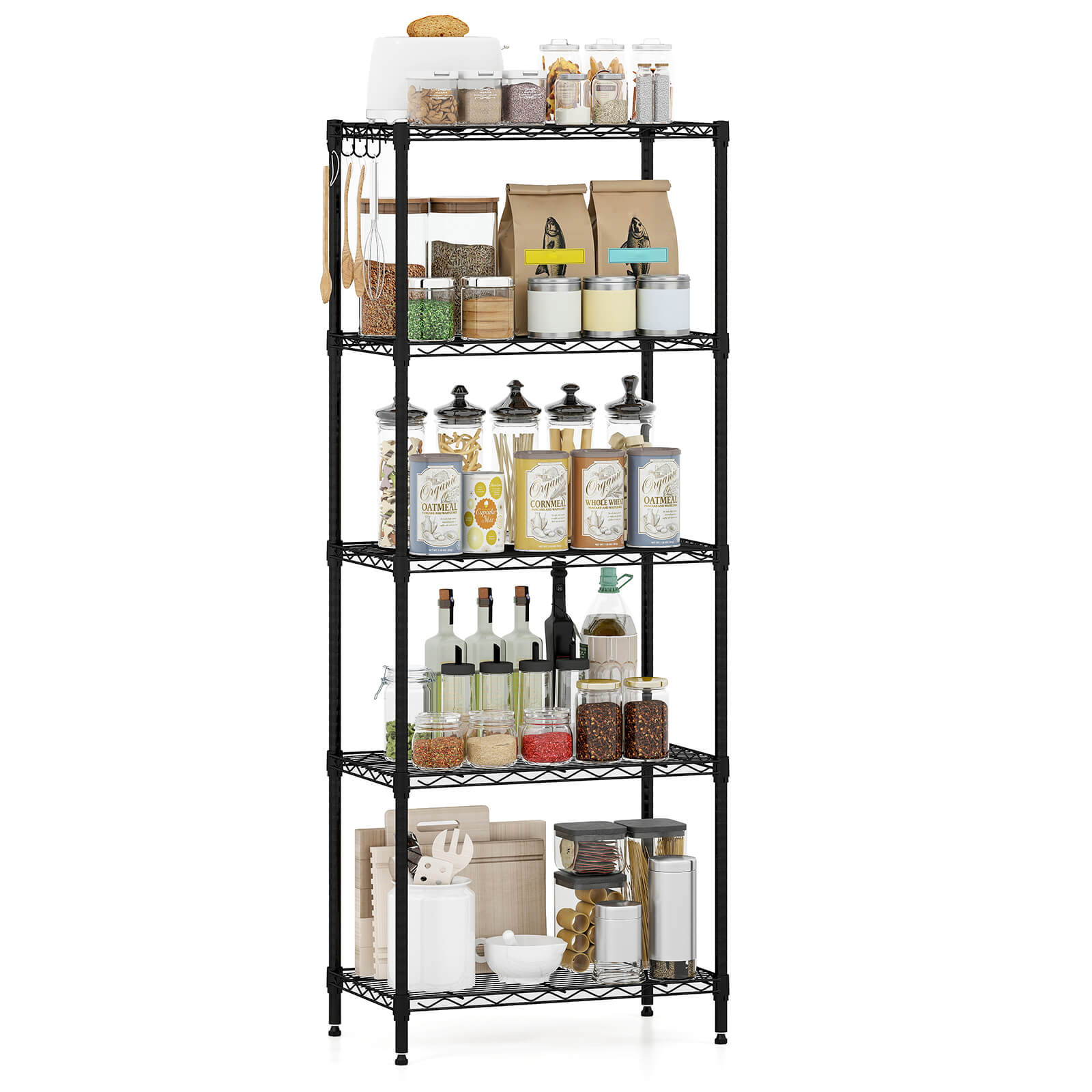 V Shape Rack Design Costway 5-Tier Metal Storage Shelving Unit 750 LBS Storage Organizer ...
