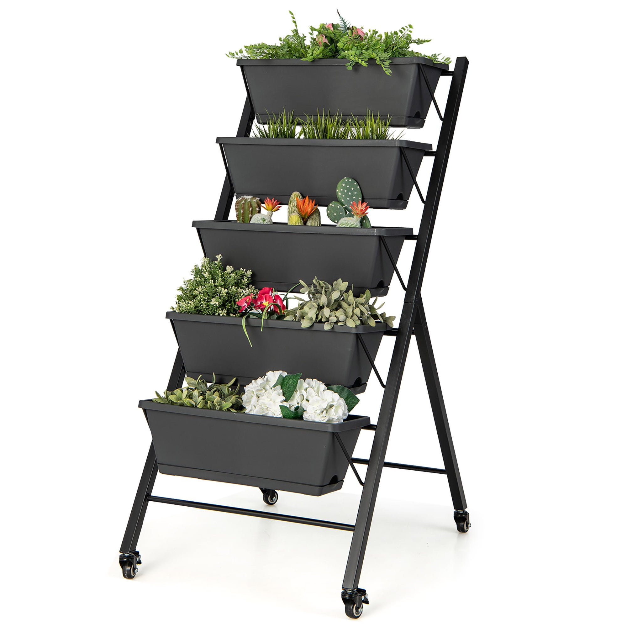 Vineego Raised Garden Bed with Legs, Mobile Planter Box Elevated on Wheels Portable Planter Cart for Vegetable Herbs Potted Plants Flowers, Size: 28.7