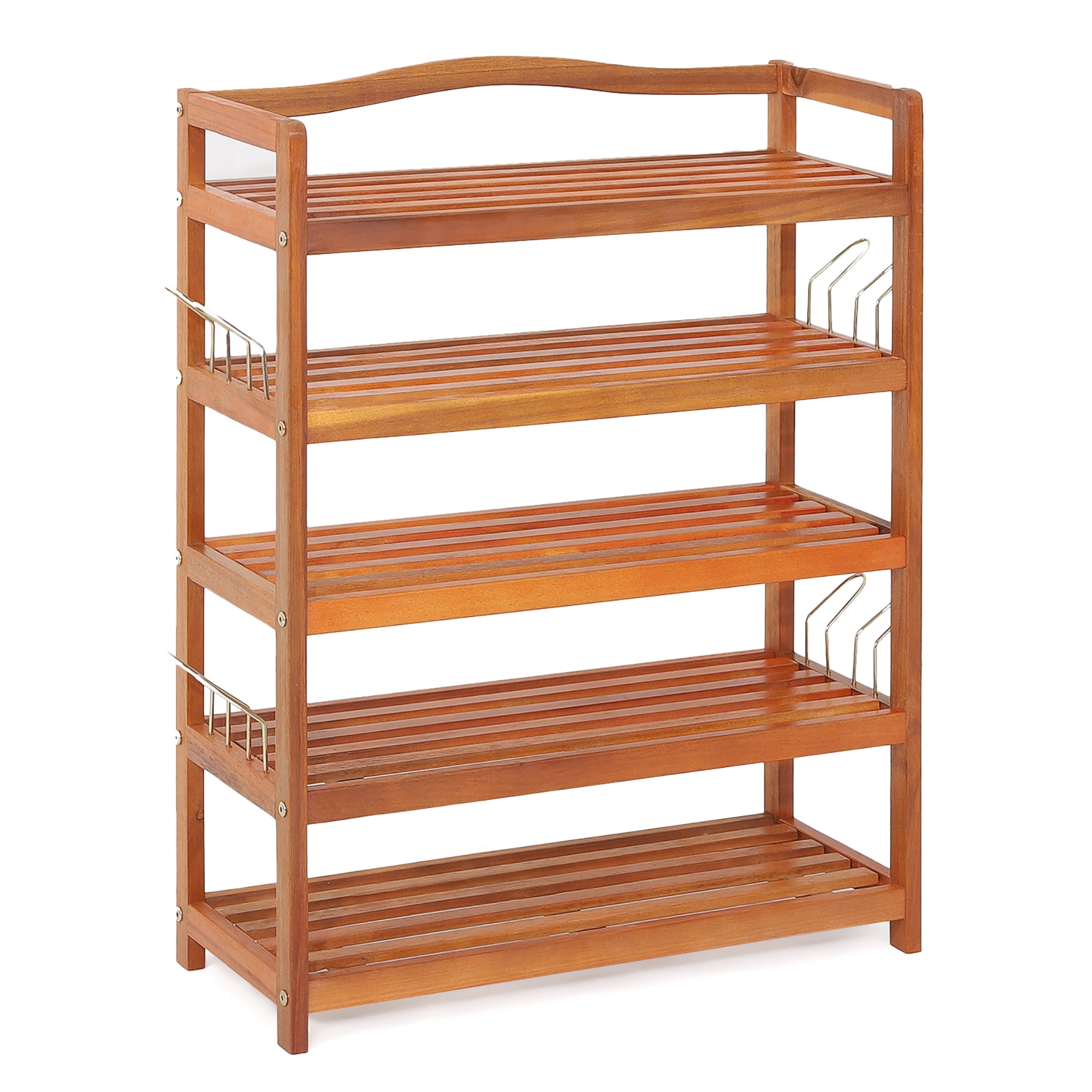 Red Cedar Shower Caddy Single Shelf with Steel Bar and Hooks and