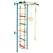 Costway 5 in 1 Kids Indoor Gym Playground Swedish Wall Ladder Children Home Climbing Gym Blue