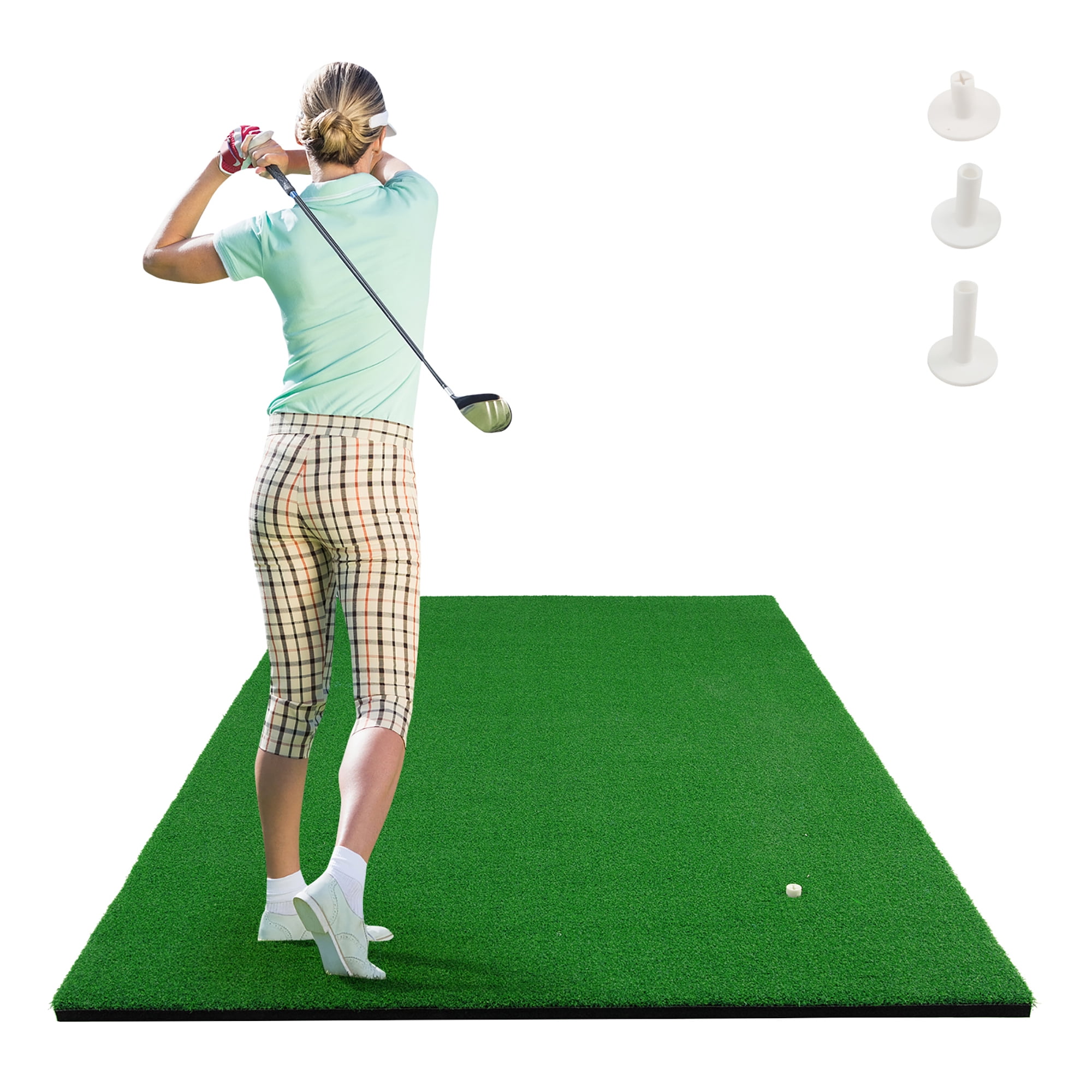 Costway 5' x 3' Standard Realistic Feel Golf Practice Mat Putting Mat  Synthetic Turf W/3 Tees 