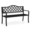 Costway 50.5" Patio Bench Slatted Metal Garden Bench for 2-3 People ...