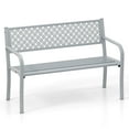 thumbnail image 1 of Costway 50" Outdoor Garden Bench with Geometric Lattice Backrest  Armrests and Slatted Seat Gray, 1 of 10