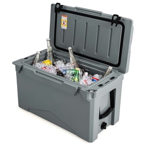 Costway 50 QT Hielera Rotomoldeada Portátil con Retención de Hielo por 5-7 Días, Carbón