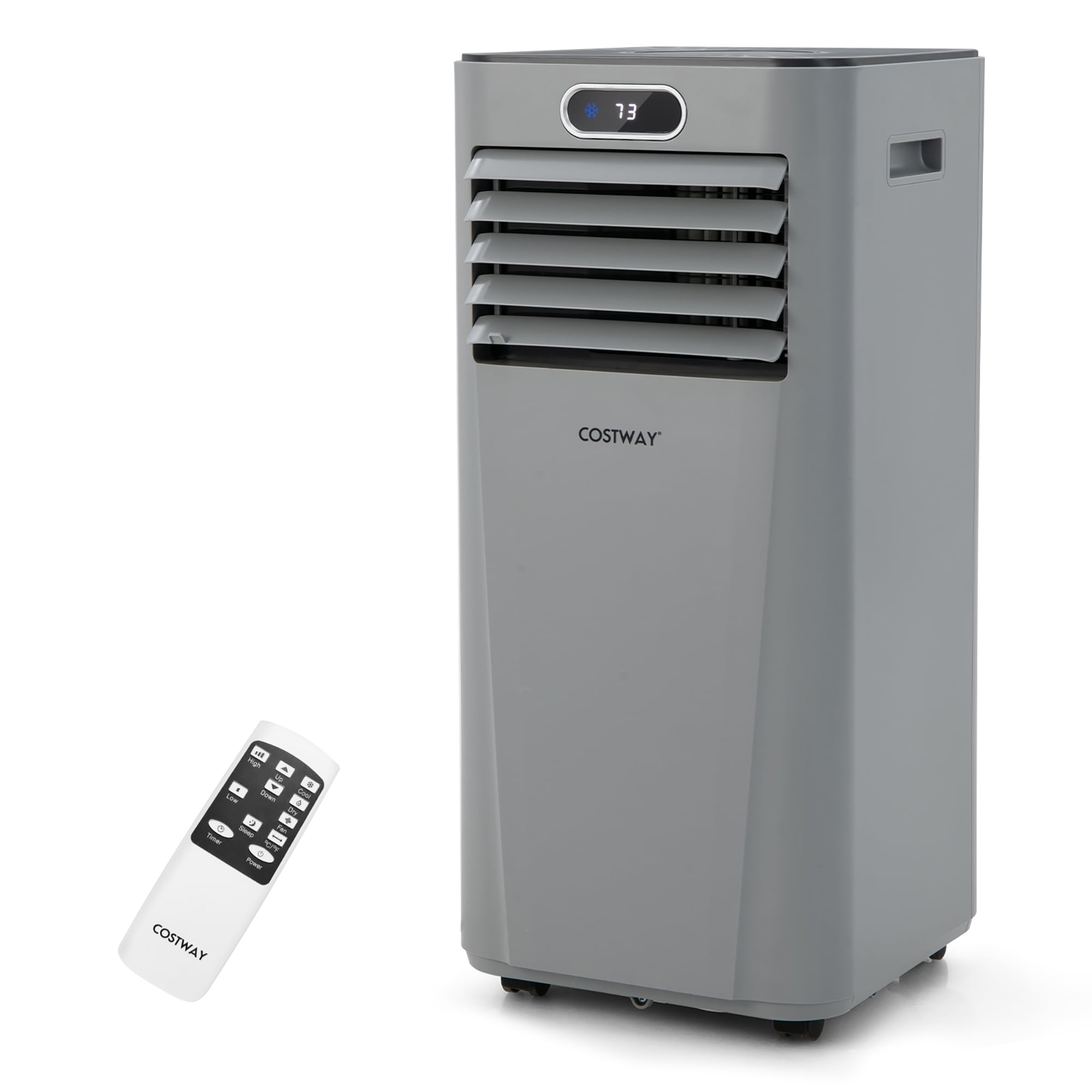 Costway 5000 BTU (8000BTU ASHRAE) Portable Air Conditioner with Remote Control 3-in-1 Air Cooler w/ Drying Grey（Not for Sale in California）