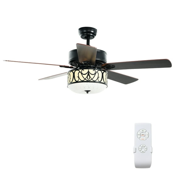 Costway 52'' Ceiling Fan W/Light Reversible Blade Adjustable Speed Remote Control Black