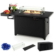 Costway 52'' Outdoor Gas Fire Pit Table Patio Propane Firepit with Cover 50,000 BTU Black