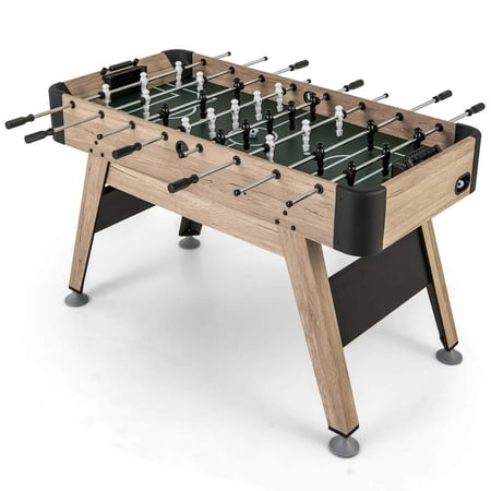 Costway 54" Foosball Table with 2 Balls & 26 Players 2 Bead Style Scorers for Game Rooms - Natural